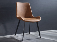 斐亚家居 极简风格 优质PU皮 碳素钢脚 橙色 餐椅（单把价格 需双数购买 单数不发货）