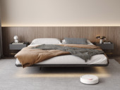 Milantti 米兰蒂 极简风格 北美进口白蜡木+自动感应灯（建议床下预留电源插座）+碳素钢 1.8*2.0米床（悬浮床 不含床头）
