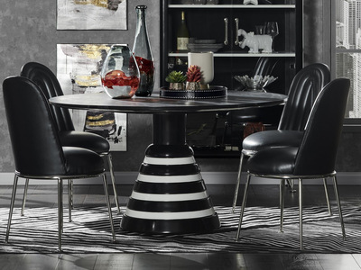  美克家居旗下品牌Space系列餐桌 意式极简 黑白相间底座 源于火箭推进器设计灵感 1.4米