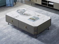 CBD 国际知名品牌 现代简约畅销百搭 百达翡丽亮光岩板台面 枪黑五金脚1.3米茶几（此产品有短途物流费）