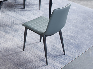  国际知名品牌 现代简约畅销百搭 高档皮艺 环抱造型设计深灰色餐椅（此产品有短途物流费)