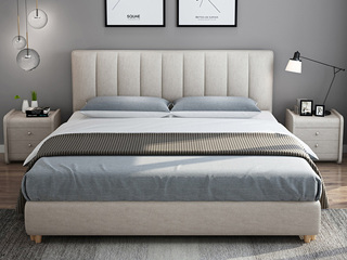  北欧风格 全拆洗 布艺双人床 舒适靠背 小尺寸小户型首选 结构坚固 1.8*2.0米大床