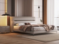 歌迪 现代简约 优质皮艺+实木框架 浅卡其 1.5*2.0米卧室软床（搭配10公分松木排骨架）