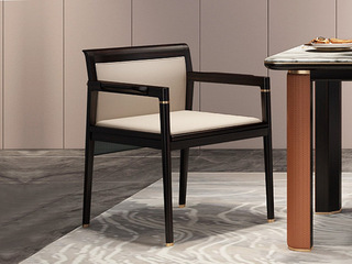  新中式 高端黑檀木 优质皮艺接触面 餐椅(下单请参考实拍)