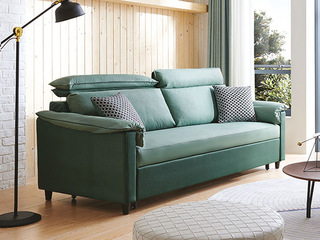   现代简约沙发床 科技布+鹅绒填充+高密度海绵 头枕可调节 客厅布艺   三人位沙发（抱枕花色随机发货）