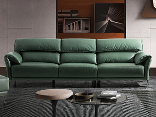 现代简约 头层黄牛皮+海绵+公仔棉+实木框架 奥尔伯里沙发 三人位沙发