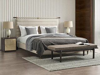  美克家居旗下品牌 中式风格 玺悦软包床 简约设计 科技布+高密海绵+白蜡木 卧室床1.8*2.0米