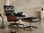 歌迪 极简风格 伊姆斯躺椅 外倾式宽大扶手设计 仿真皮 高密度海绵 休闲椅+脚踏组合