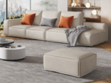 歌迪 极简风格 豆腐块沙发 健康环保科技布 柔韧耐磨防水防污 轻柔羽绒舒缓释压 高弹舒适支撑 经典方正饱满造型 米白色 脚踏+3.5米右扶手组合沙发