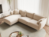 歌迪 极简风格 防水防污 健康环保 科技布 45D高密度Q弹海绵 实木框架 布艺奶油风米黄色 3+右贵妃转角沙发