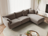 歌迪 极简风格 防水防污 健康环保 科技布 45D高密度Q弹海绵 实木框架 布艺奶油风卡其棕 3+左贵妃转角沙发