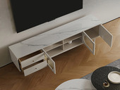 Milantti 米兰蒂 极简风格 设计师颜值创意电视柜 雪山白岩板台面 实木抽屉 2.0米电视柜