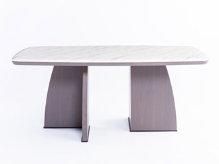  极简风格 纹理优美 质感细腻 大理石 灰胡桃木皮 1.6米 餐桌