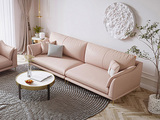 慕梵希 轻奢风格 超柔科技布 45D高密度Q弹海绵 轻柔触感羽绒填充 黄金倾斜角度 宽大坐深 粉色 四人位直排沙发