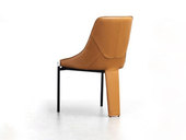 iLoven 意乐威 极简风格 优质超纤皮+高密度海绵+五金脚+天然大理石装饰 橙色 餐椅（大理石取材天然 纹理随机生成）