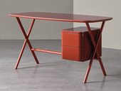 iLoven 意乐威 极简风格 烤漆+五金架 红色 1.37米 书桌