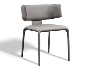  极简风格 优质超纤皮+高密度海绵+五金脚 灰色 餐椅