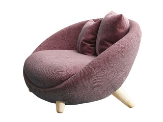  北欧风格 沙发椅 棉麻布+实木弯板+高密度海绵+白蜡木脚 山茶粉 休闲椅