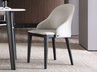 诺美帝斯 极简风格 超纤皮+白蜡木 米灰色 餐椅（单把价格 需双数购买 单数不发货）