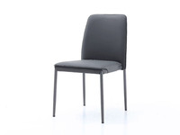 米勒 极简风格 优质皮艺+碳素钢脚架 蓝灰色 软包餐椅