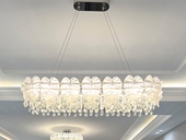 【包邮】吉米 现代轻奢 五金+玻璃+水晶 LED灯带三色 天猫精灵款 长款水晶吸顶灯（含光源）（内蒙古，新疆，西藏，青海，甘肃、宁夏等地区不包邮 运费请咨询客服）