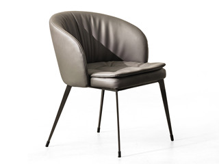  极简风格 仿真皮+碳素钢脚架 灰色 餐椅 （单把价格 需双数购买 单数不发货）
