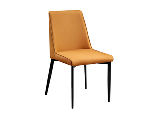  极简风格 皮艺+碳素钢脚 橙色 餐椅 （单把价格 需双数购买 单数不发货）