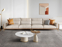 慕梵希 轻奢风格 耐磨耐寒 优质皮艺 厚实饱满高回弹海绵 实木框架 暮光橙 五人位 直排沙发