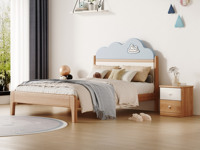 七彩童堡 原木风格 环保健康 纯实木 儿童床 1.2米床 （搭配床板）