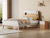 七彩童堡 原木风格 环保健康 纯实木 白色+胡桃色 儿童床 1.5米床 （搭配床板）