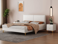 卡罗亚 轻奢风格 仿真皮+高回弹海绵+实木框架+五金脚 1.5米 皮艺床（搭配10公分钢木排骨架）