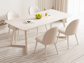 歌迪 奶油风 哑光纯白岩板+厚实碳素钢底架 1.4米餐桌