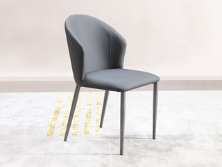  极简风格 优质皮艺+碳钢 深灰 餐椅 （单把价格 需双数购买）