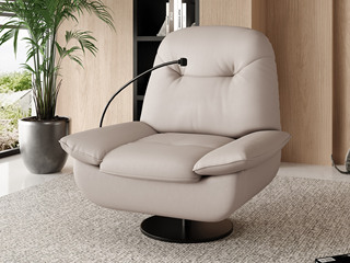  现代简约 亲肤舒适 进口棉麻布 厚实饱满 优选密度海绵 实木框架 手动功能旋转休闲椅