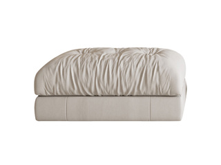  现代简约 奶油风 云朵沙发 超柔科技布+羽绒+公仔棉+实木框架 高弹舒适 奶白色 脚踏