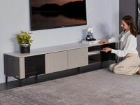 【现货】芝华仕  极简风格 奥尔维托 11mm加厚岩石板面 钢化玻璃柜门 电视柜（此产品有短途物流费）