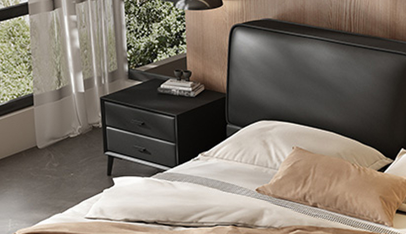 【全面升级】欧瑞仕 极简风格 全实木柜体+静音防夹手缓冲滑轨+平整圆润裥棉柜体+松木抽屉 优质扪皮 床头柜