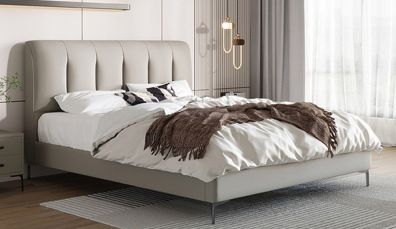 歌迪 极简风格 透气舒适仿真皮 高密度回弹海绵 进口俄罗斯松木排骨架 1.8*2.0米床 齐边床（搭配10公分松木排骨架）