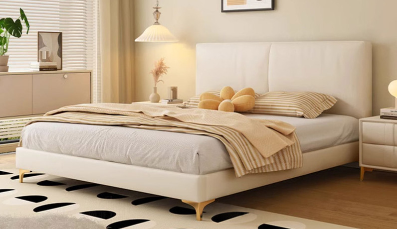 歌迪 轻奢风格 健康环保科技布 软而不塌高回弹海绵 坚固耐用落叶松实木框架 奶油白 1.8*2.0米床（搭配10公分松木排骨架）