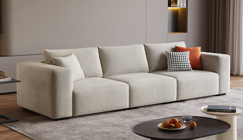 歌迪 现代简约 高档雪尼尔面料 厚实高回弹海绵 进口落叶松实木框架 2.8米直排沙发