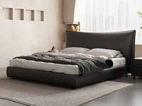 欧瑞仕 意式极简 Chanel香奈儿真皮床 至臻头层黄牛皮  时尚界“名媛床” 一体式微笑型宽屏设计+45D高回弹海绵 工程学承托  深度舒适 进口俄罗斯落叶松实木框架 1.8*2.0米床（搭配10公分松木排骨架）