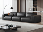 欧瑞仕 意式极简 大黑牛全真皮沙发 TOP级进口头层黄牛皮 意大利原版1:1复刻 高质感开边工艺立体大气 座包靠包扶手三面羽绒黄金配比填充 超宽坐深蓬盈饱满躺坐皆承托 软弹释压高密度海绵 直排四人位沙发