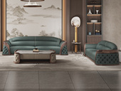 菲林轩 现代新中式 真皮沙发 至臻头层黄牛皮 结实耐用进口加蓬乌金木 饱满高回弹海绵 俄罗斯落叶松实木框架 沙发组合 双人位+四人位