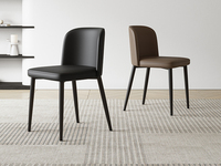 歌迪 极简风格 优质皮艺 高密度海绵 咖啡色 碳素钢架 餐椅（单把价格 需双数购买 单数不发货）