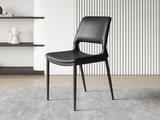 歌迪 极简风格 优质皮艺 镂空靠背设计 无痕贴合透气不闷热 高密度海绵 坚实稳固碳素钢脚 黑色 餐椅（单把价格 需双数购买 单数不发货）