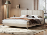 歌迪 极简风格 高定头层黄牛皮 高密度高回弹海绵 俄罗斯进口落叶松实木框架 1.8*2.0米 杏仁白  床（搭配10公分松木排骨架）