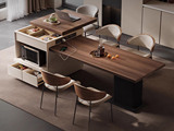欧瑞仕 意式极简 可推拉台面秒变吧台 伸缩餐桌灵活多用巨省空间  细腻顺滑木纹饰面 双面大容量分区储物柜 整洁有序收纳 电力导轨插座 岛台