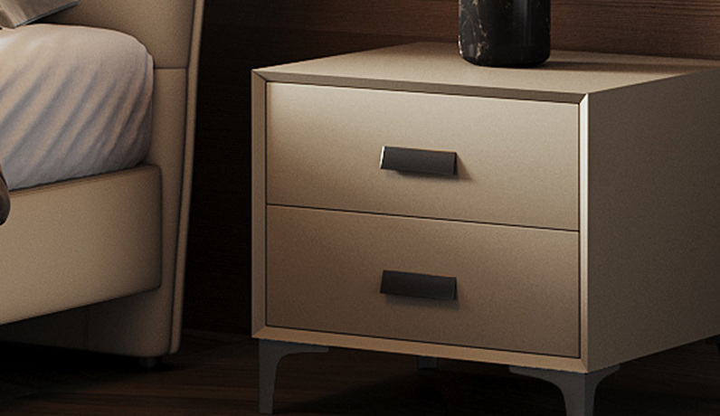 歌迪 极简风格 扪皮+全实木柜体 床头柜