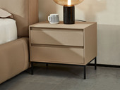 CBD 国际知名品牌 现代简约百搭款 柔润扪皮双抽储物床头柜（颜色可定制 详情可咨询客服）（此产品有短途物流费）