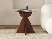 【现货】伽罗时光 中古风 清透加厚钢化玻璃台面 创意金字塔造型角几 中古色 金字塔角几